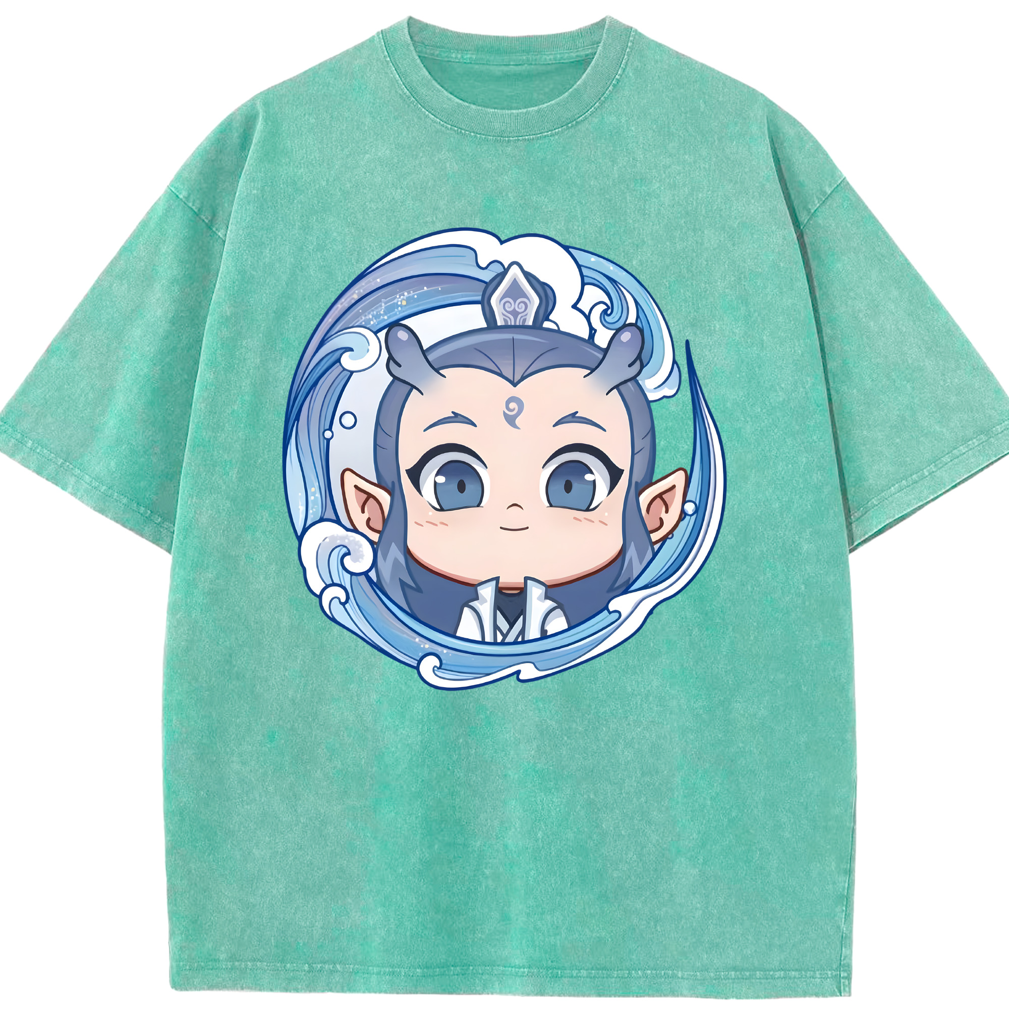 （画像用） Ne Zha 2 ナタ 魔童の大暴れ 綿100% ヴィンテージ風 半袖Tシャツ（フロントプリント）